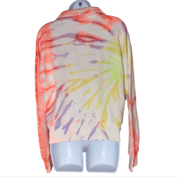 NWT RE/DONE Hanes 70s Neon Space Dye Cotton 1/4 Zip Sweatshirt Size Medium - Picture 10 of 16